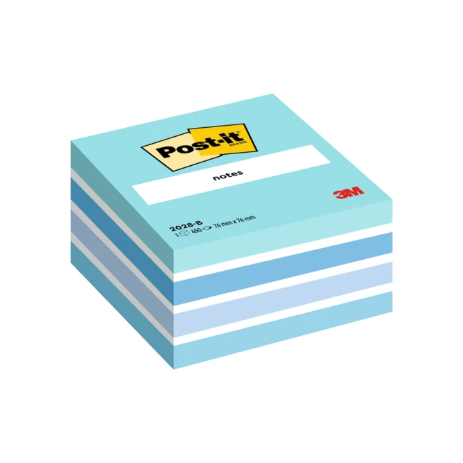Memoblok Post-it 2028 76x76mm kubus pastel blauw