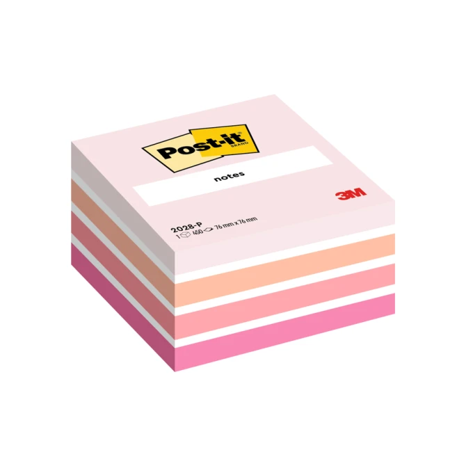 Memoblok Post-it 2028 76x76mm kubus pastel roze