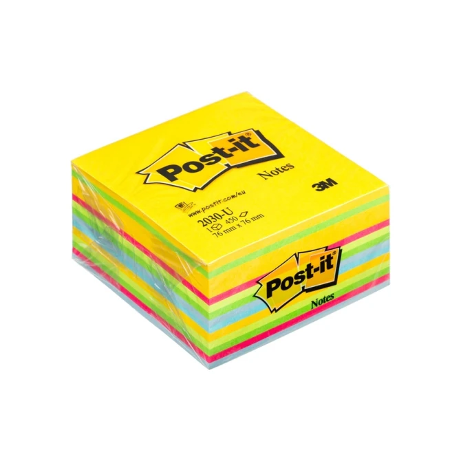 Memoblok Post-it 2030 76x76mm kubus ultra assorti