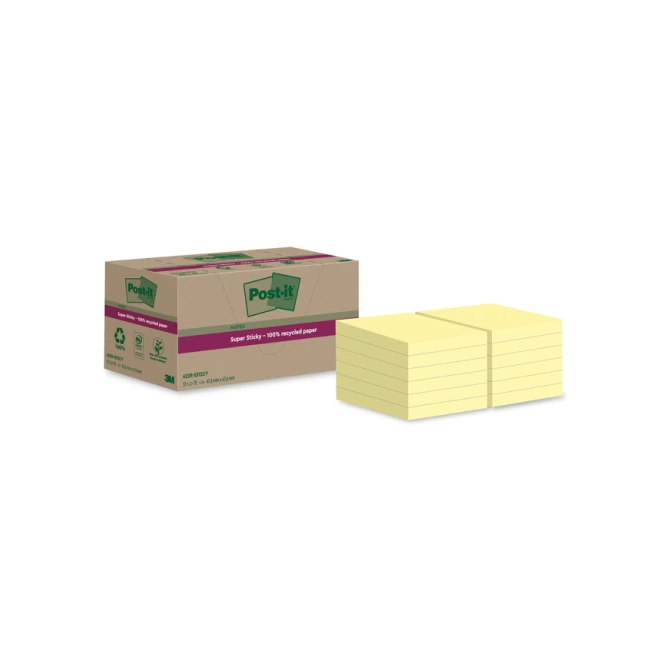 Memoblok Post-it 622 RSS12CY 47,6x47,6mm canary yellow 12 stuks