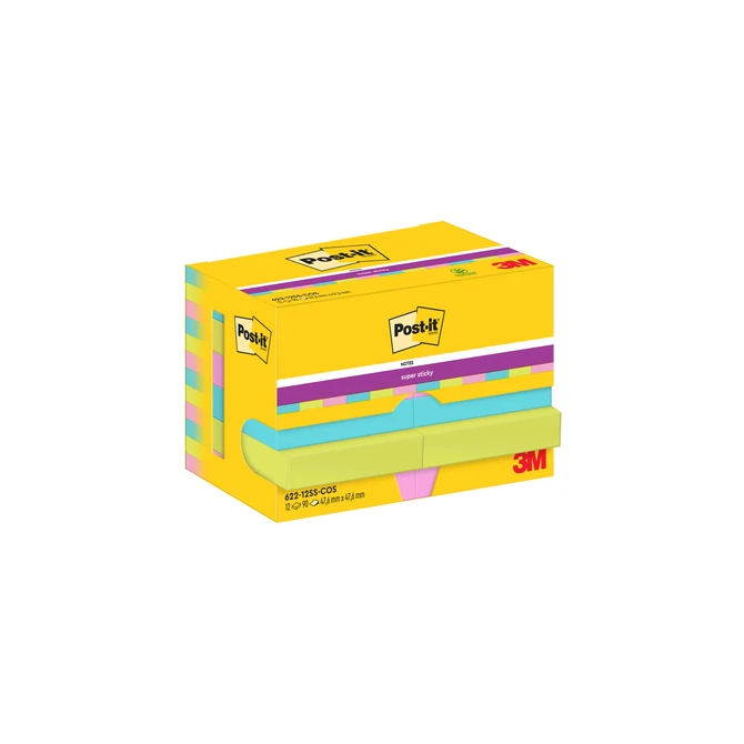 Memoblok Post-it 622 Super Sticky 47,6x47,6mm Cosmic 12 stuks