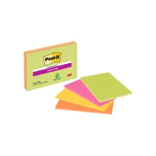Memoblok Post-it 6445 Super Sticky 152x101mm assorti 4 stuks