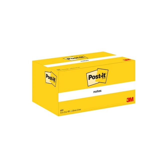 Memoblok Post-it 653 38x51mm geel 3 stuks