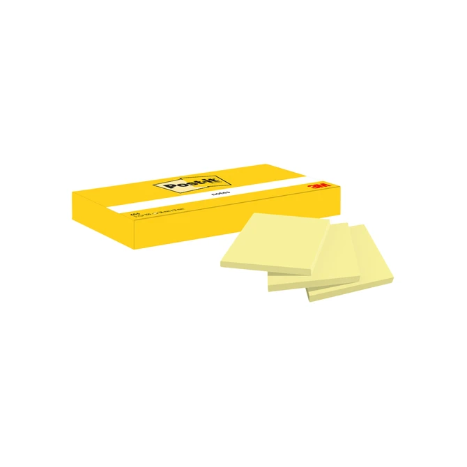 Memoblok Post-it 653 38x51mm geel 3 stuks