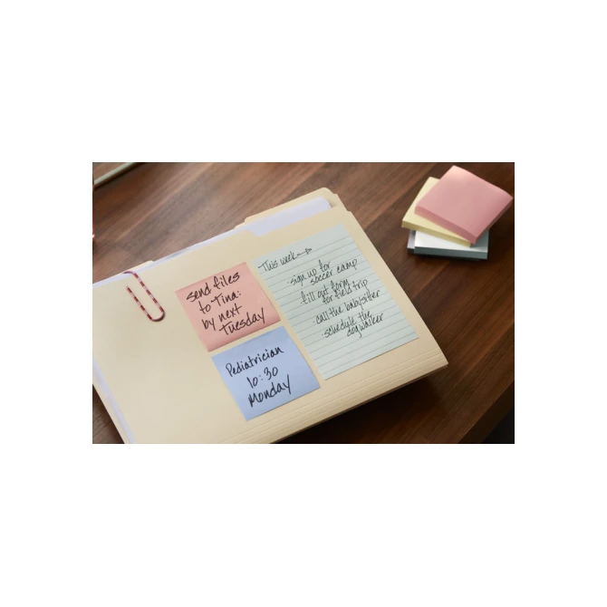 Memoblok Post-it 654-1B 76x76mm recycled geel 6 stuks
