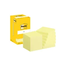 Memoblok Post-it 654 76x76mm geel 12 stuks
