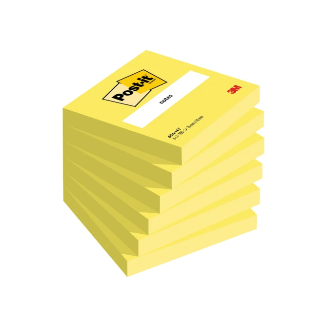 Memoblok Post-it 654 76x76mm neon geel 100 vel