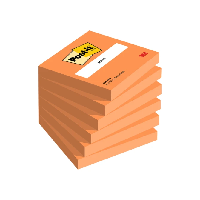Memoblok Post-it 654 76x76mm oranje 100 vel