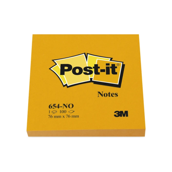 Memoblok Post-it 654 76x76mm oranje 100 vel