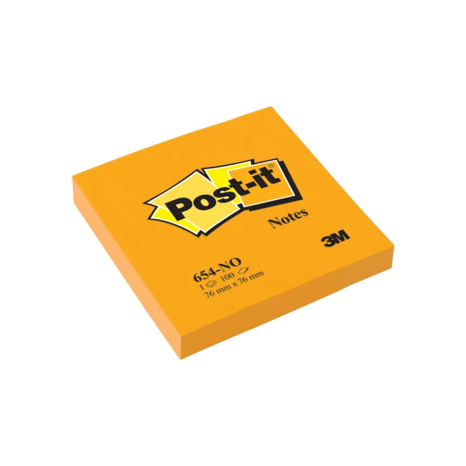 Memoblok Post-it 654 76x76mm oranje 100 vel