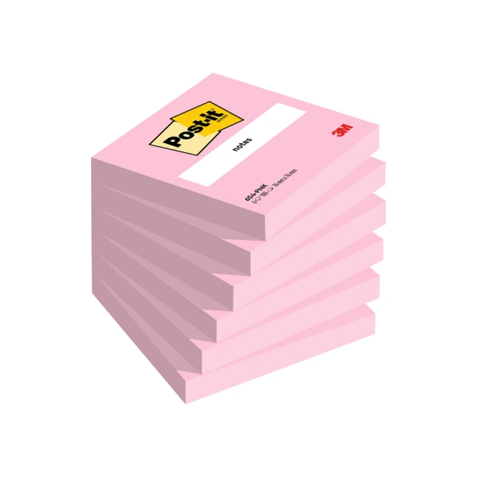 Memoblok Post-it 654 76x76mm roze 6 stuks
