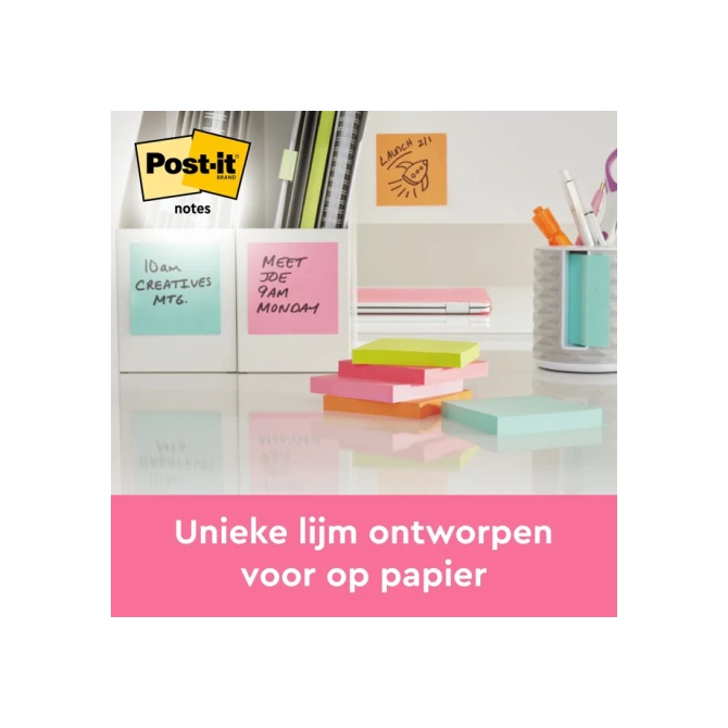 Memoblok Post-it 654 76x76mm roze 6 stuks