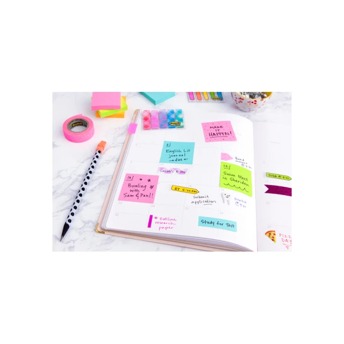 Memoblok Post-it 654 76x76mm roze 6 stuks