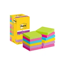 Memoblok Post-it 654 Super Sticky 76x76mm 90 vel rainbow 12 stuks