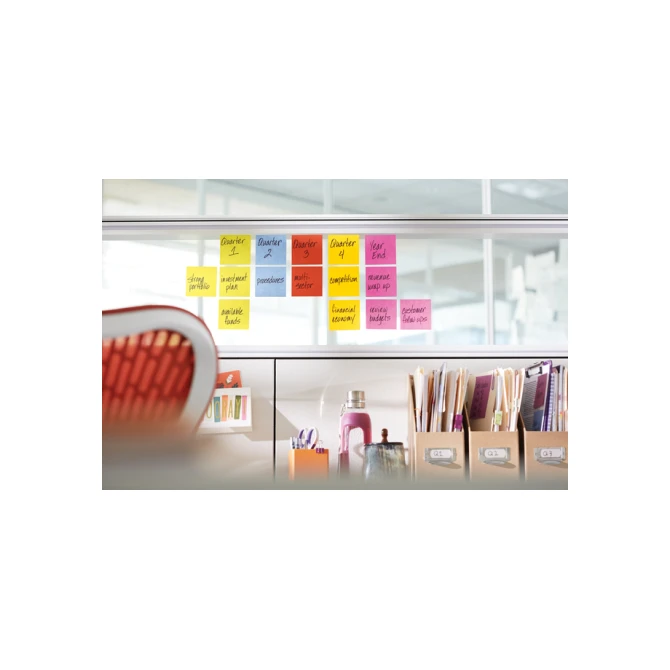 Memoblok Post-it 654 Super Sticky 76x76mm 90 vel rainbow 12 stuks