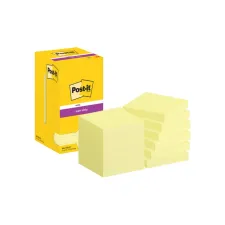 Memoblok Post-it 654 Super Sticky 76x76mm canary yellow 12 stuks