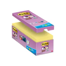 Memoblok Post-it 654 Super Sticky 76x76mm geel 14+2 gratis