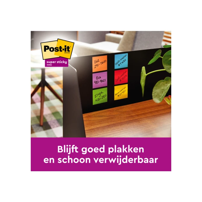 Memoblok Post-it 654 Super Sticky 76x76mm Soulful 6 stuks