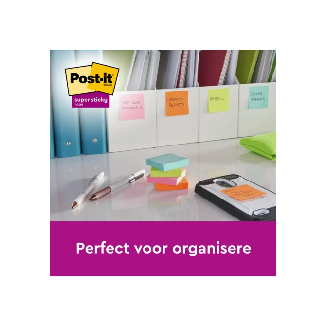 Memoblok Post-it 654 Super Sticky 76x76mm Soulful 6 stuks