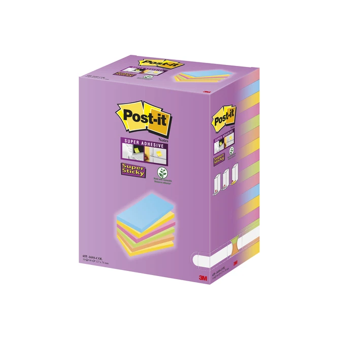 Memoblok Post-it 655 127x76mm assorti 16 stuks
