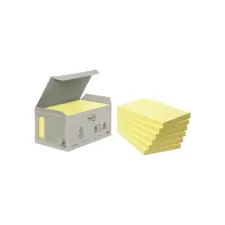 Memoblok Post-it 655-1B recycled 76x127mm canary yellow 6 stuks