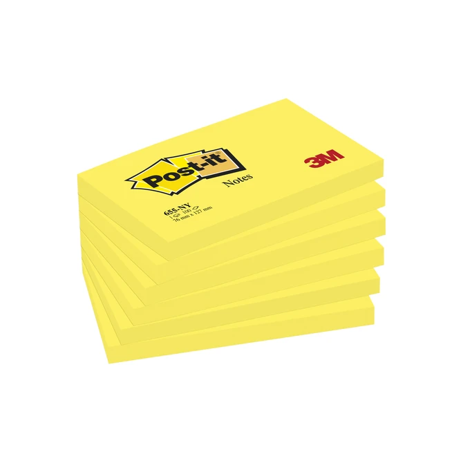 Memoblok Post-it 655 76x127mm 100 vel per blok neon geel