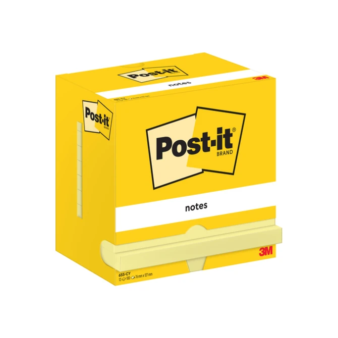 Memoblok Post-it 655 76x127mm geel 12 stuks