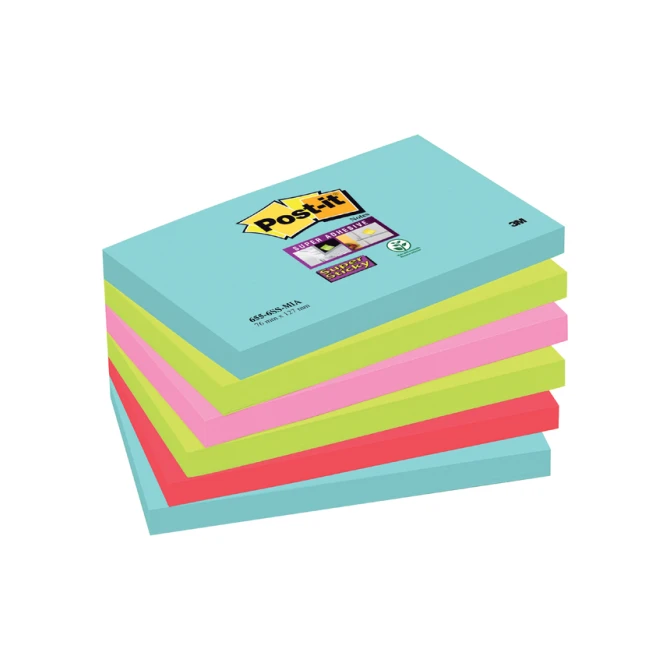 Memoblok Post-it 655 Super Sticky 76x127mm Cosmic 6 stuks