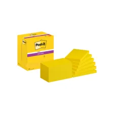 Memoblok Post-it 655 Super Sticky 76x127mm neon geel 12 stuks