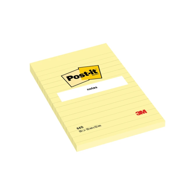 Memoblok Post-it 660 lijn 102x152mm canary yellow