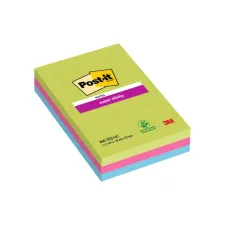 Memoblok Post-it 660 Super Sticky 102x152mm lijn rainbow 3 stuks