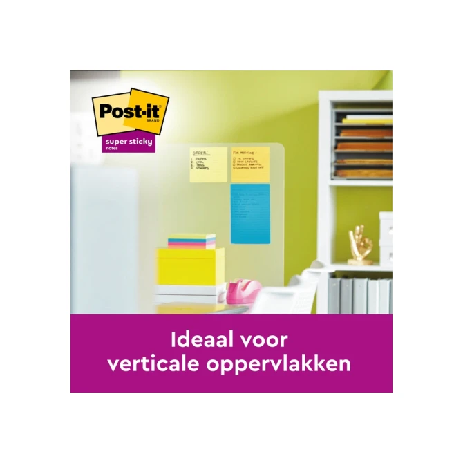Memoblok Post-it 660 Super Sticky 102x152mm lijn rainbow 3 stuks