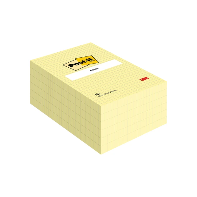Memoblok Post-it 662 102x152mm ruit geel