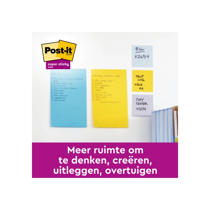 Memoblok Post-it 662 102x152mm ruit geel