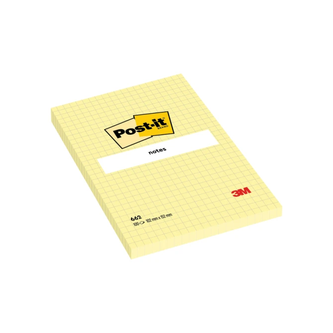 Memoblok Post-it 662 102x152mm ruit geel