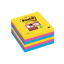 Memoblok Post-it 675 Super Sticky 101x101mm lijn Rio 6 stuks