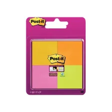 Memoblok Post-it 6910 Super Sticky 51x51mm assorti 4 stuks