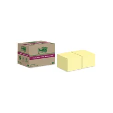 Memoblok Post-it Super Sticky 654 RSS12CY recycled 76x76mm canary yellow 12 stuks