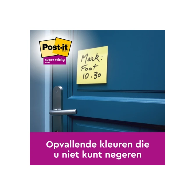 Memoblok Post-it Super Sticky 654 RSS12CY recycled 76x76mm canary yellow 12 stuks Memoblok Post-it Super Sticky 654 RSS12CY recycled 76x76mm canary yellow 12 stuks