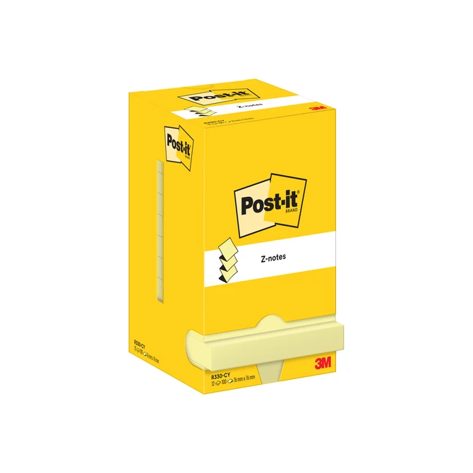 Memoblok Post-it Z-Note R330 76x76mm canary yellow 12 stuks