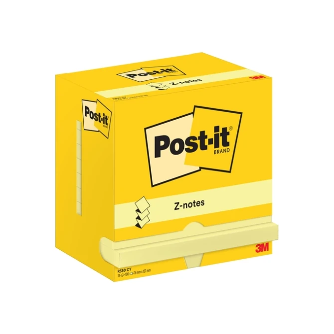 Memoblok Post-it Z-Note R350 76x127mm geel 12 stuks