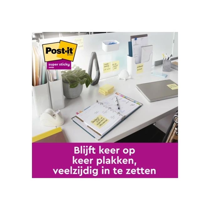 Memoblok Post-it Z-Note S330 Super Sticky 76x76mm geel 12 stuks