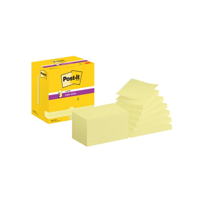 Memoblok Post-it Z-Note S350 Super Sticky 76x127mm geel 12 stuks