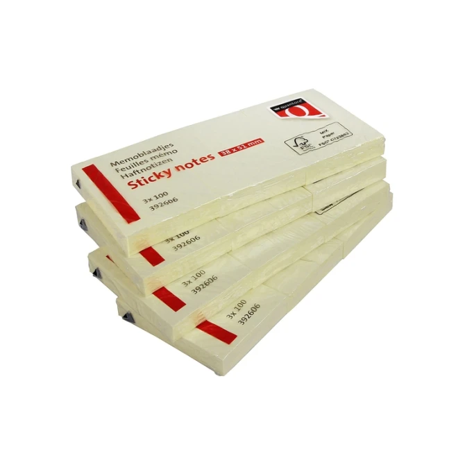 Memoblok Quantore 38x51mm geel 3 stuks