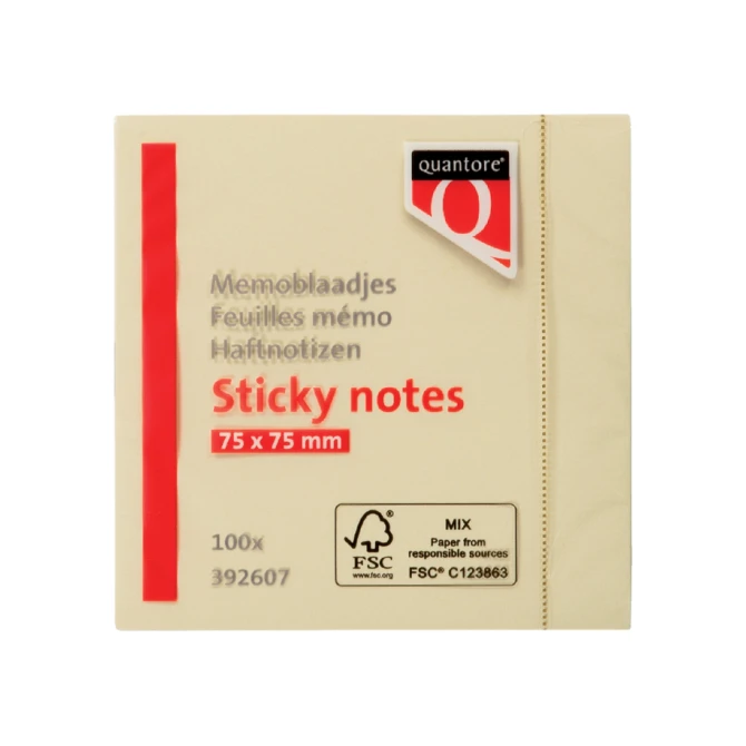 Memoblok Quantore 76x76mm geel 100 vel