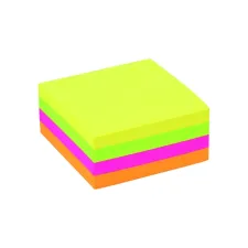 Memoblok Quantore 76x76mm neon kleuren assorti 4 kleuren 400 vel