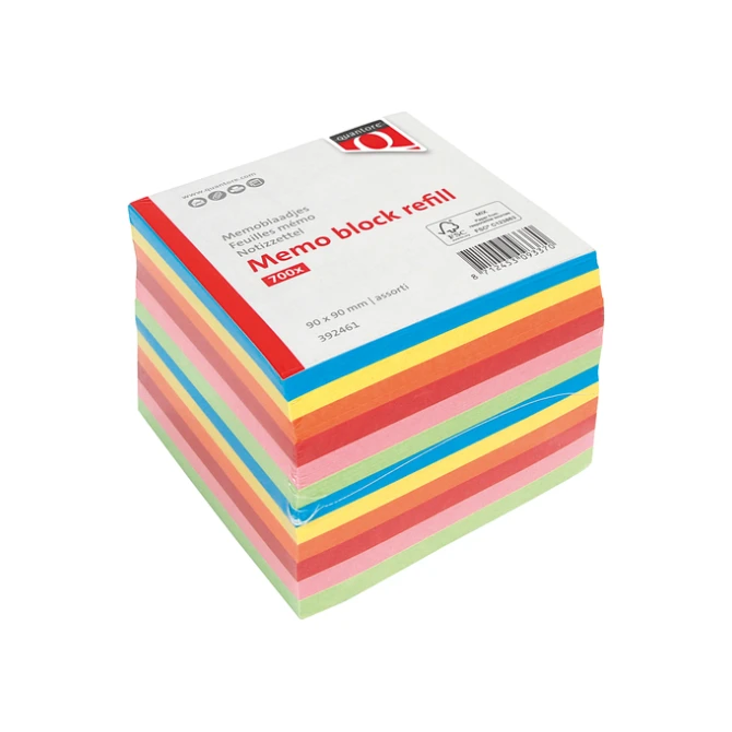 Memoblok Quantore 90x90mm 700vel losbladig assorti