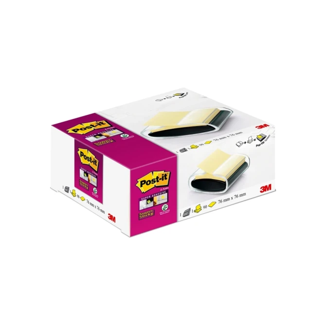 Memoblokdispenser Pro tbv Post-it Z-Notes 76x76mm incl notes transparant zwart