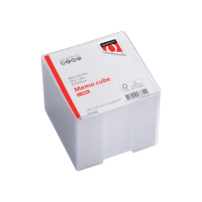 Memokubus Quantore 10x10x9cm transparant met 900vel