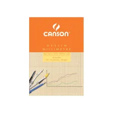 Millimeterpapier Canson bruingeel bedrukt 50vel 90gr A4 wit